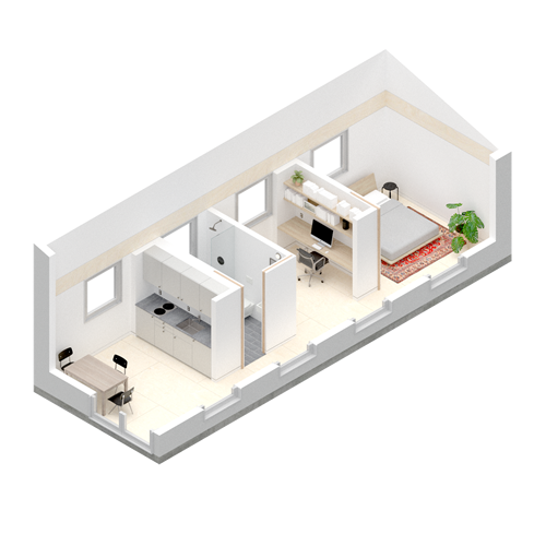 <p>Aleksis Bertoni, Architect, Type Five (BP2022 Juror): Flexible housing adpated over time. Isometric interior perspective of one example. (<a href='/competition/essay/2022/essay-question'>See Essay Question: Introductions by jurors.</a>)</p>
